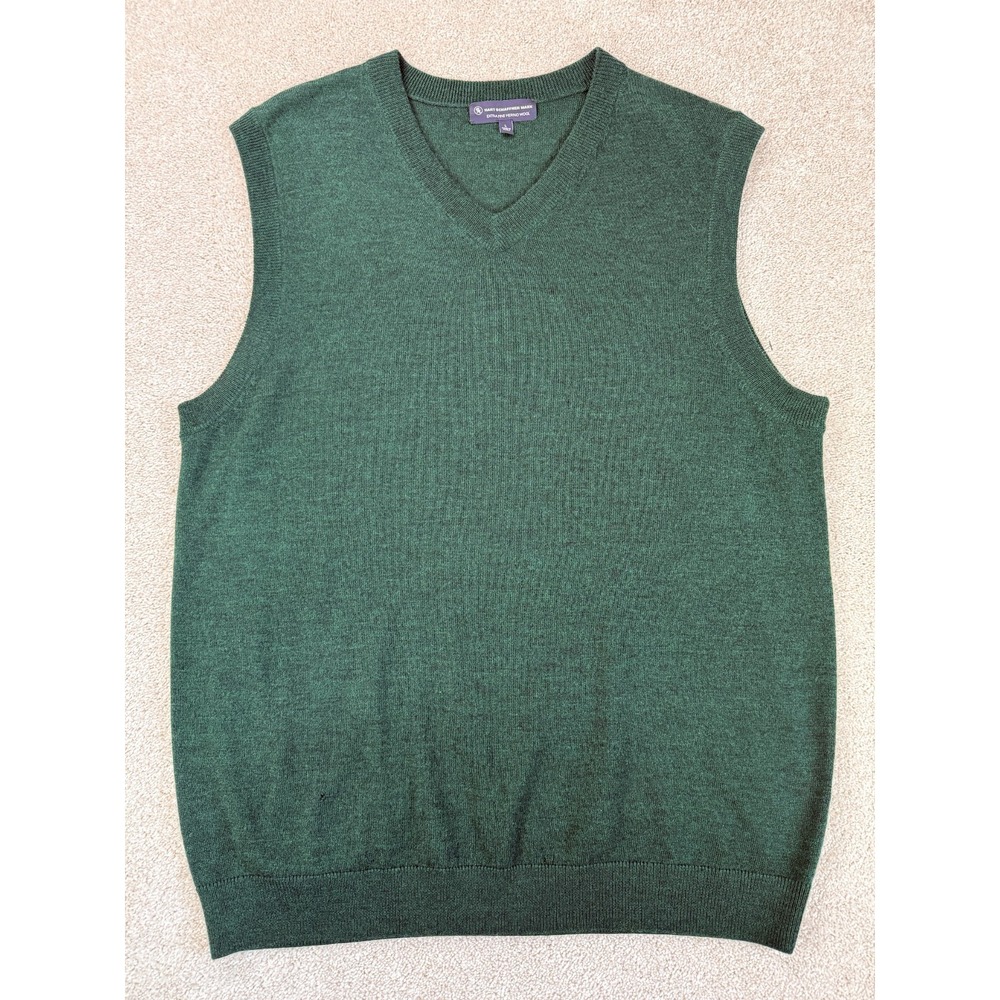 Hart Schaffner Marx Men LARGE Extra Fine Merino Wool Sweater Vest Classic Preppy